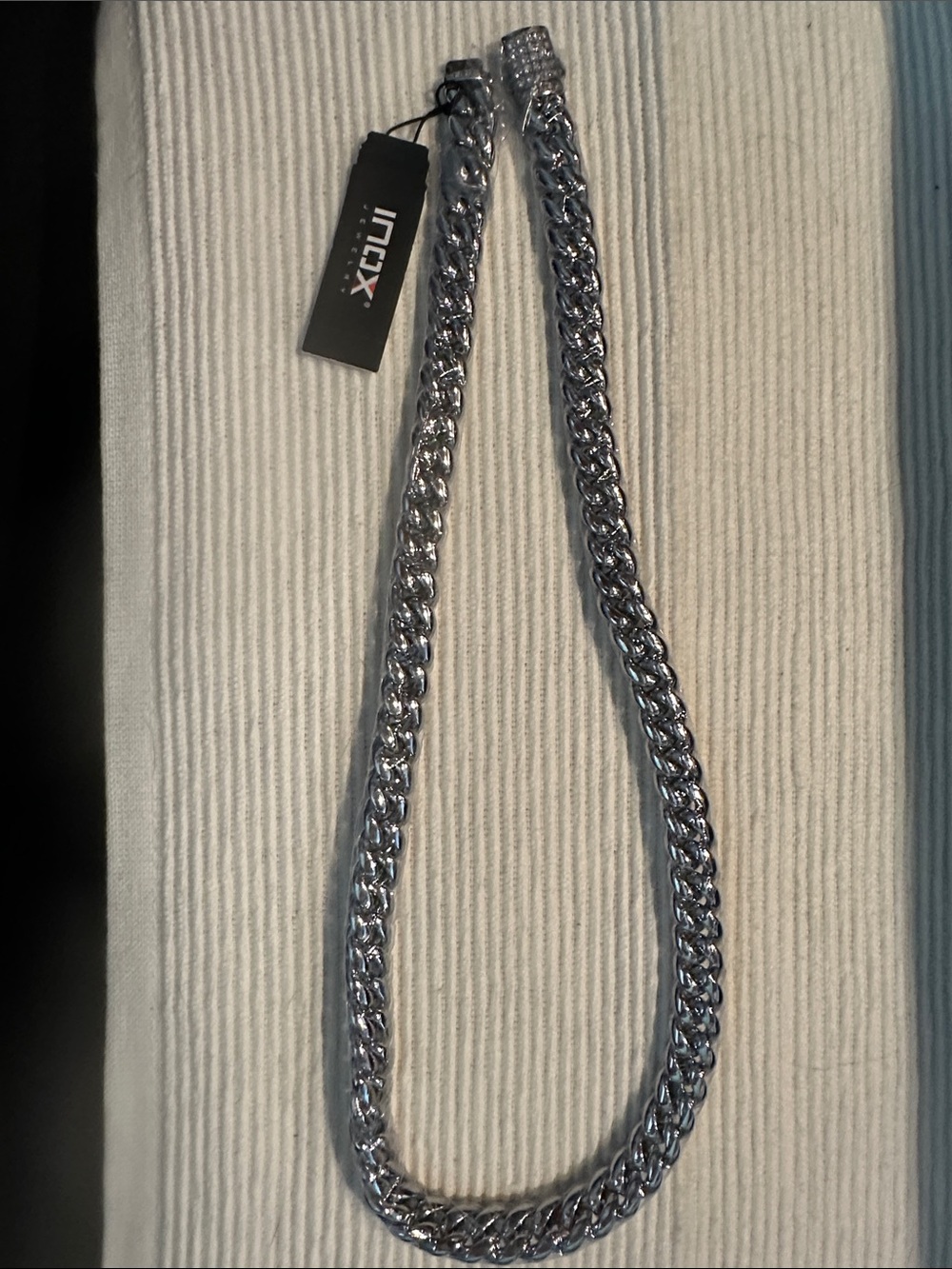 INOX Silver Men's Cuban Link Chain Necklace